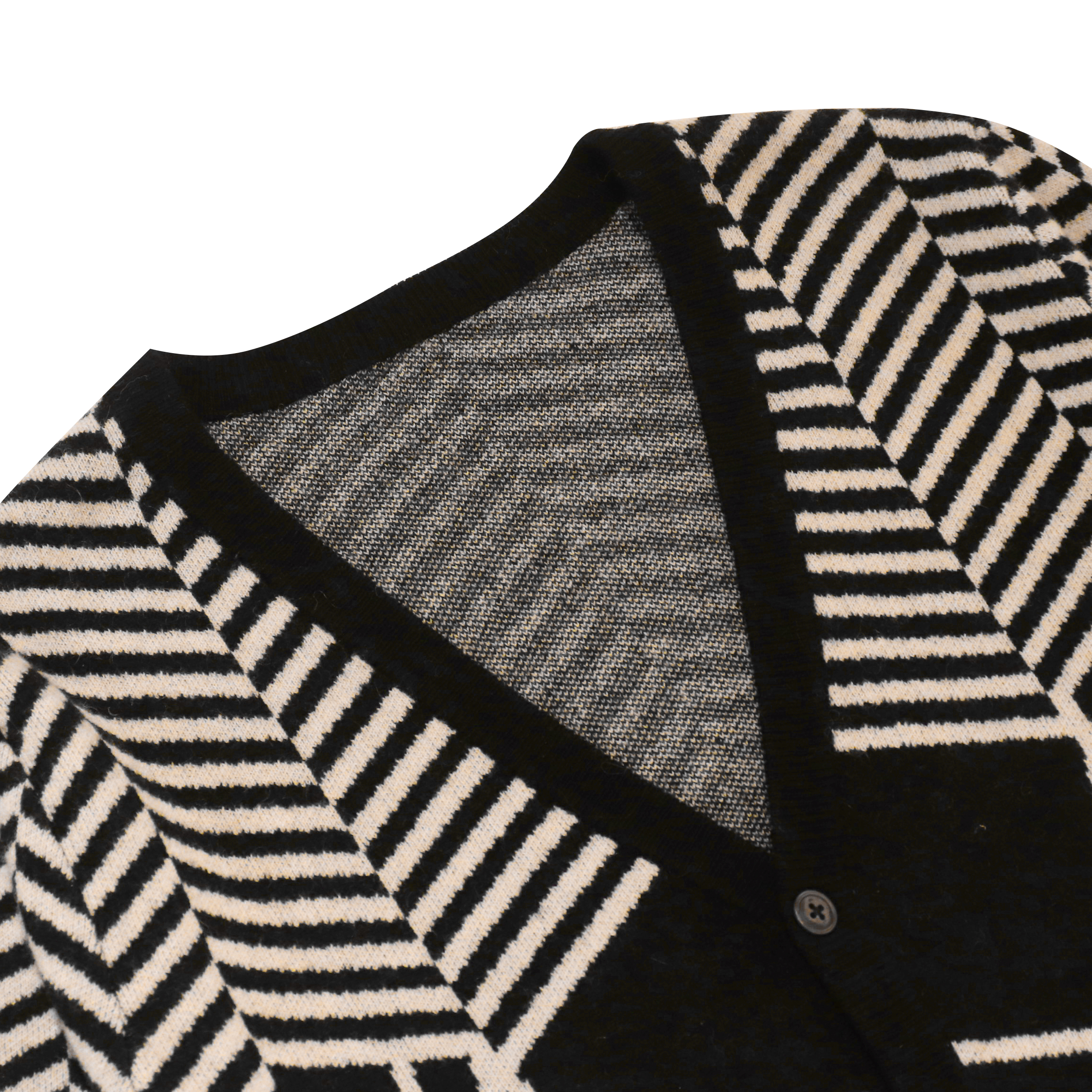 OEM 定制黑色印花长袖羊毛女士女士针织毛衣外套开衫