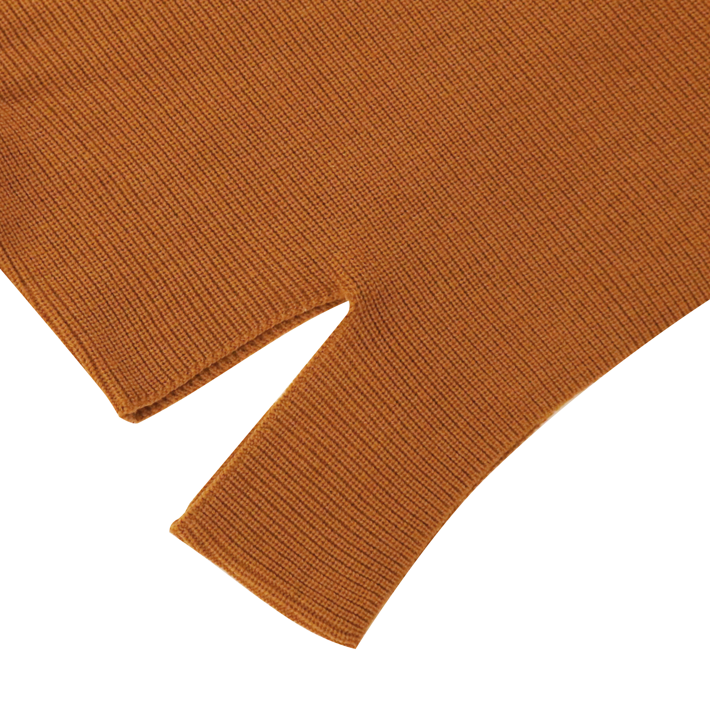 秋冬 OEM 制造商定制长袖圆领卡其色不规则女士套头针织毛衣