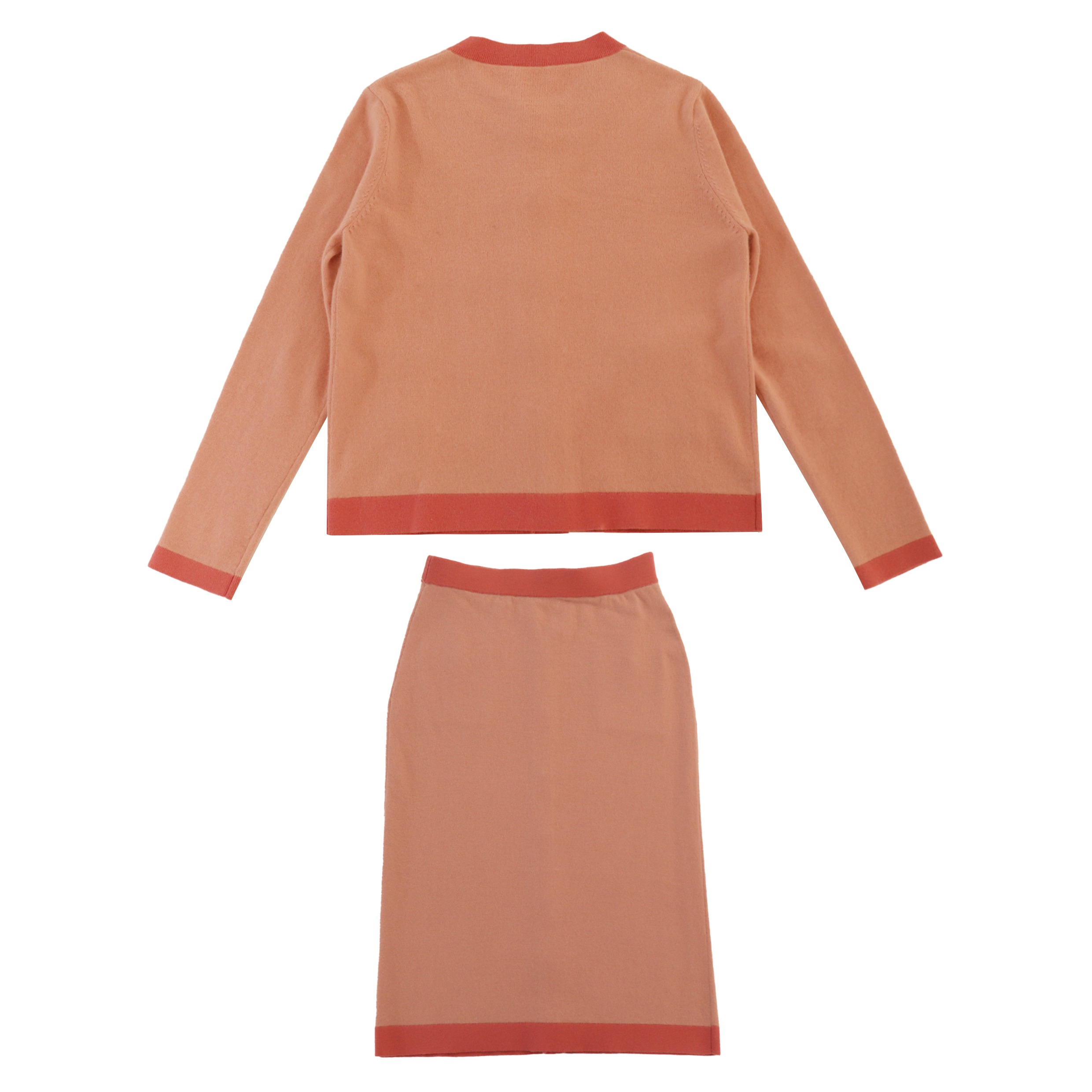 OEM定制冬季长袖毛衣开衫上衣裙两件套女士针织套装