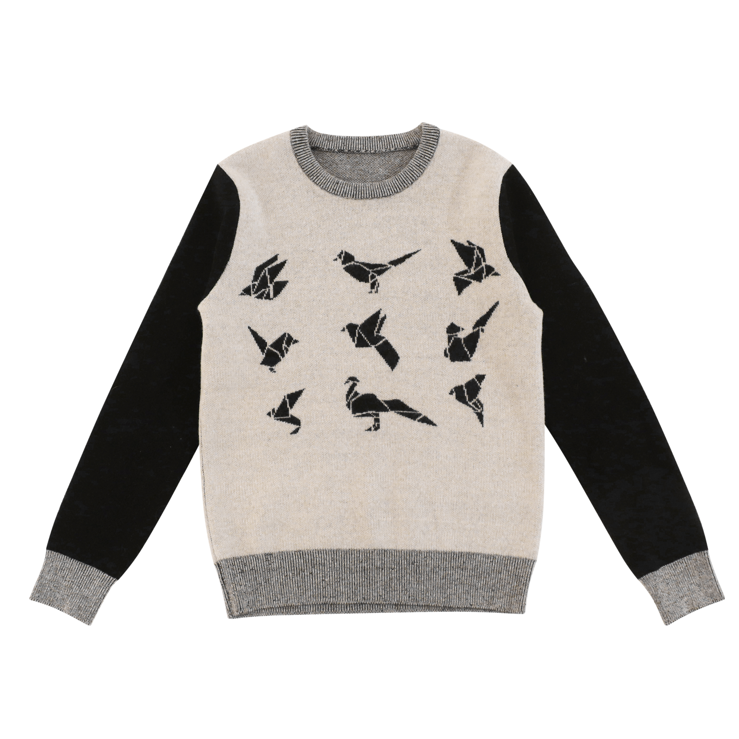 秋冬 OEM 制造商定制长袖印花对比色女式套头针织毛衣