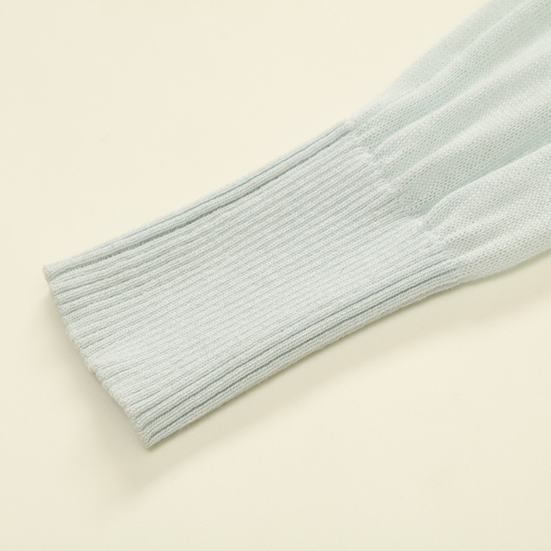 天丝亚麻混纺 OEM 工厂定制长袖米色女士女士短款修身针织毛衣开衫