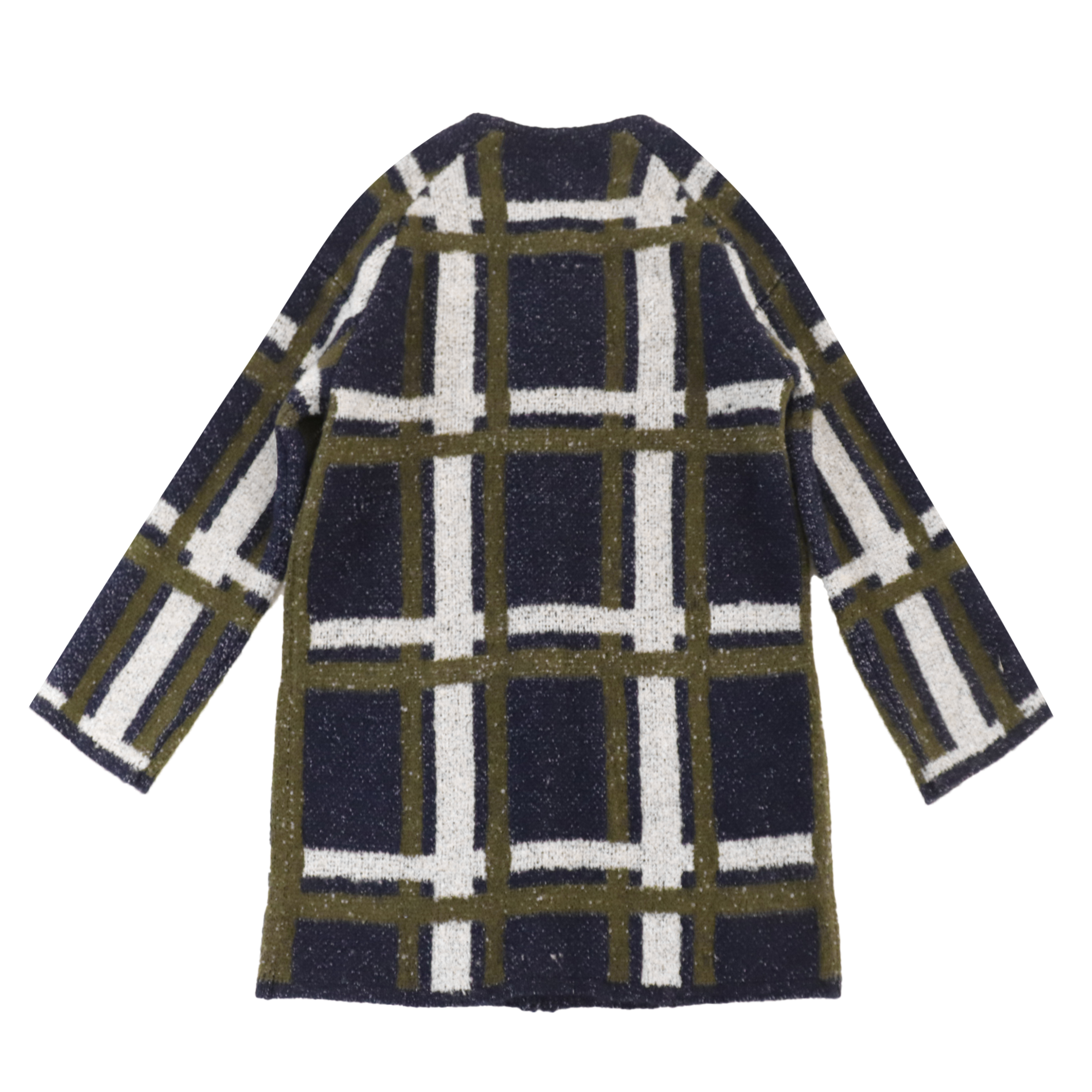 OEM 工厂定制格子印花长袖女士女士针织毛衣外套开衫