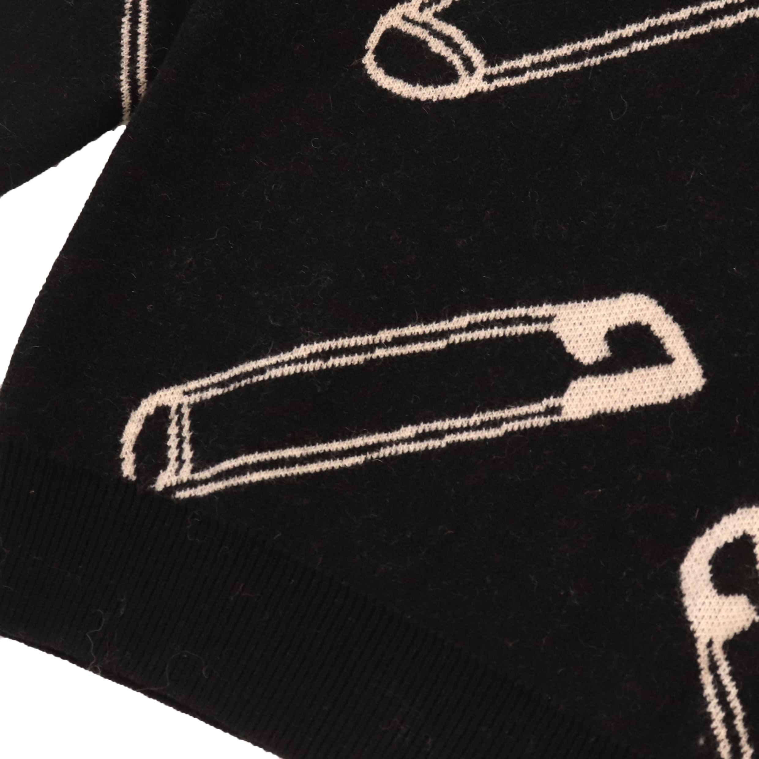 秋冬 OEM 定制黑色印花长袖女士套头针织毛衣