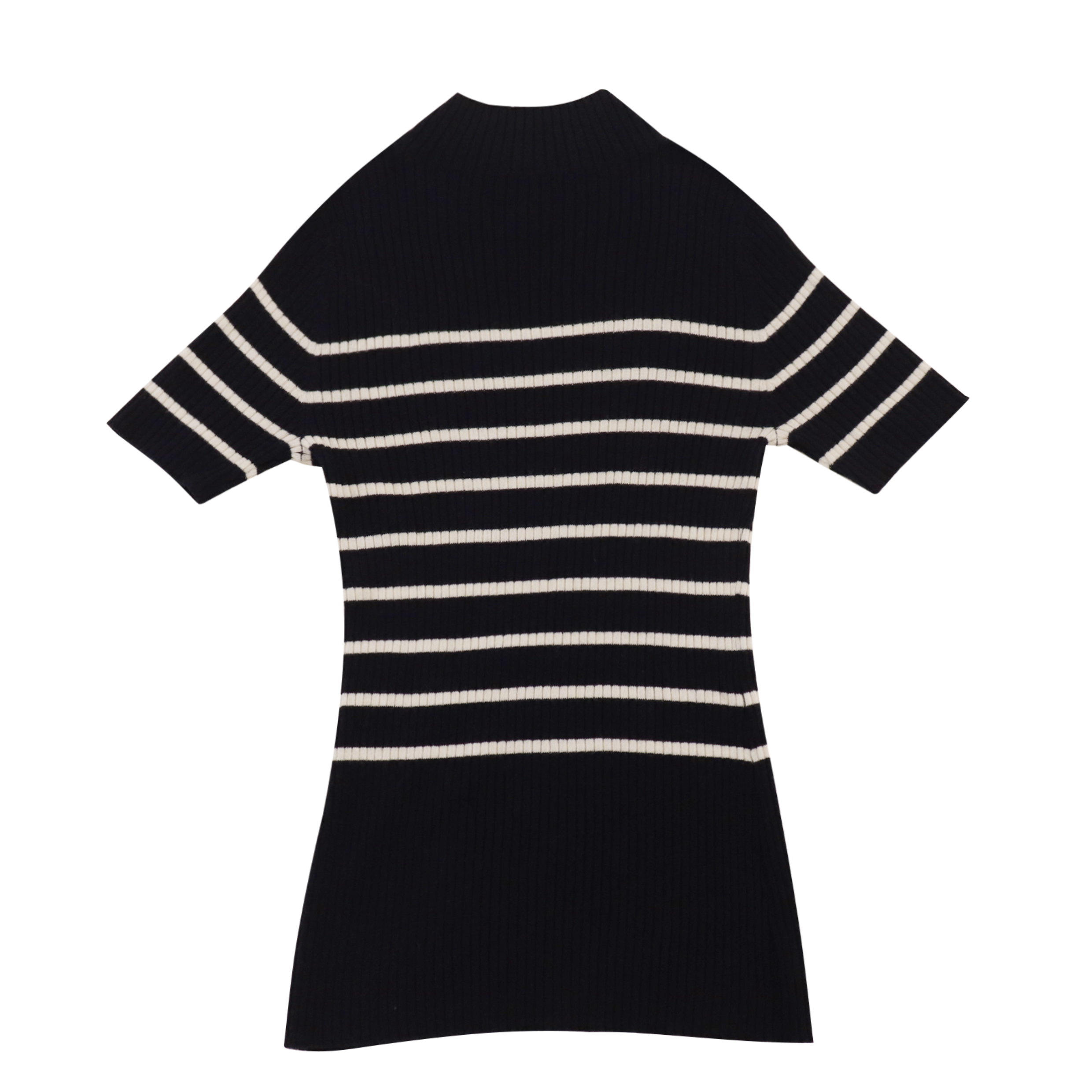 秋冬 OEM 工厂定制短袖条纹女套头衫针织毛衣连衣裙