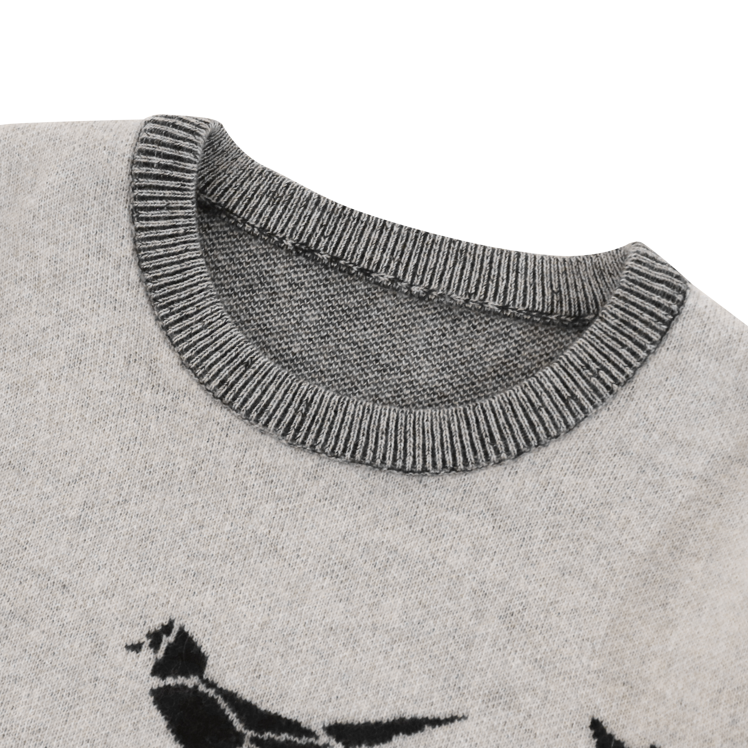 秋冬 OEM 制造商定制长袖印花对比色女式套头针织毛衣