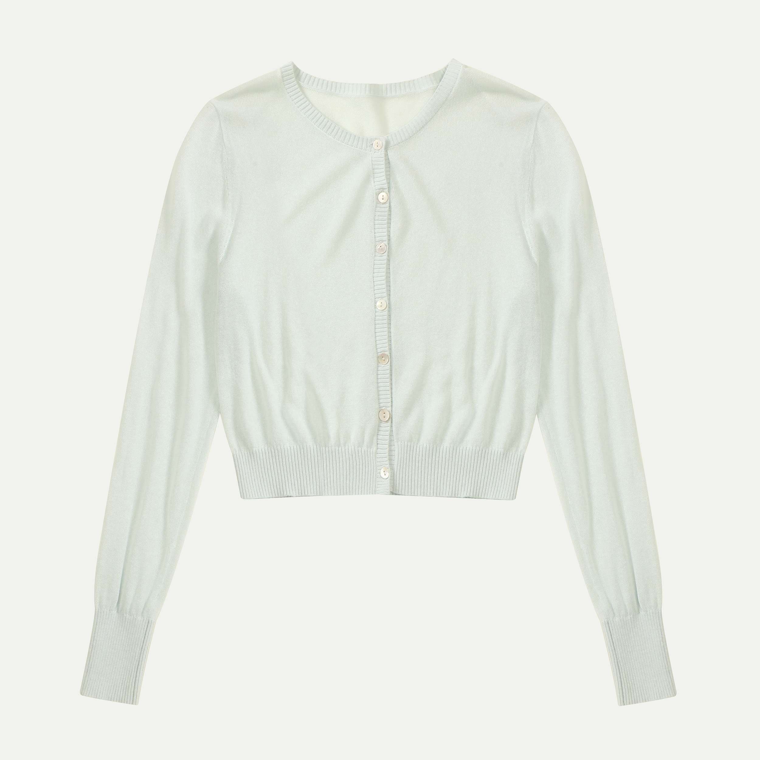 天丝亚麻混纺 OEM 工厂定制长袖米色女士女士短款修身针织毛衣开衫