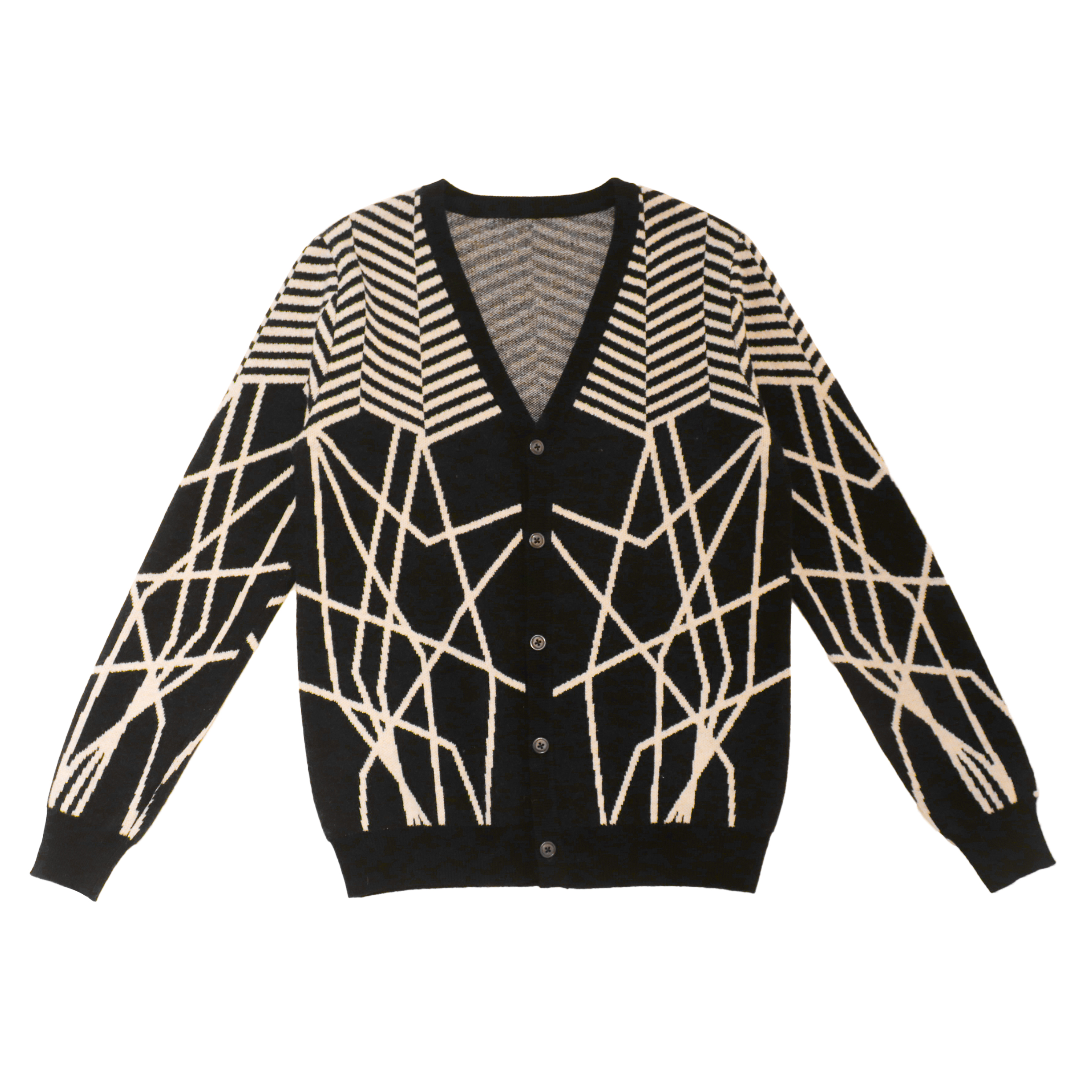 OEM 定制黑色印花长袖羊毛女士女士针织毛衣外套开衫