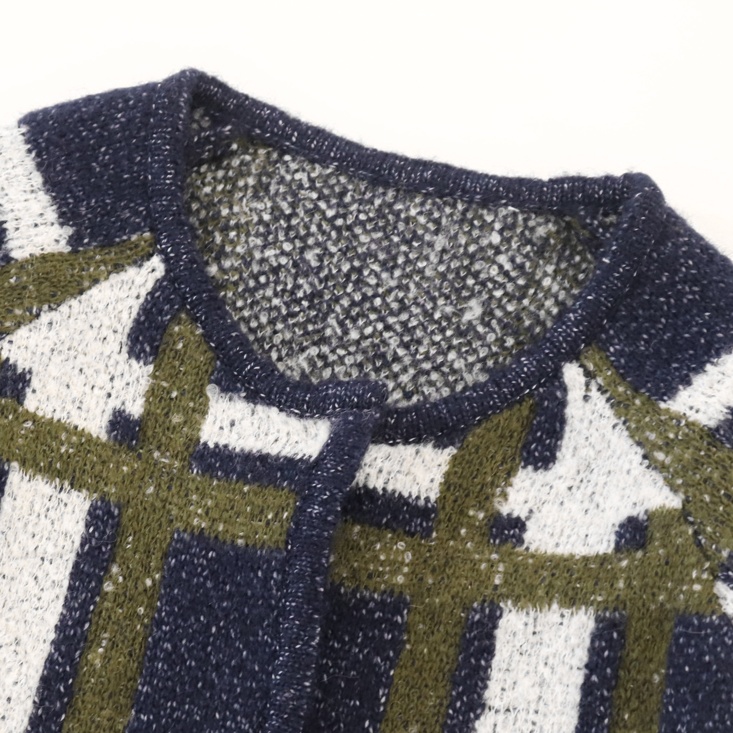 OEM 工厂定制格子印花长袖女士女士针织毛衣外套开衫