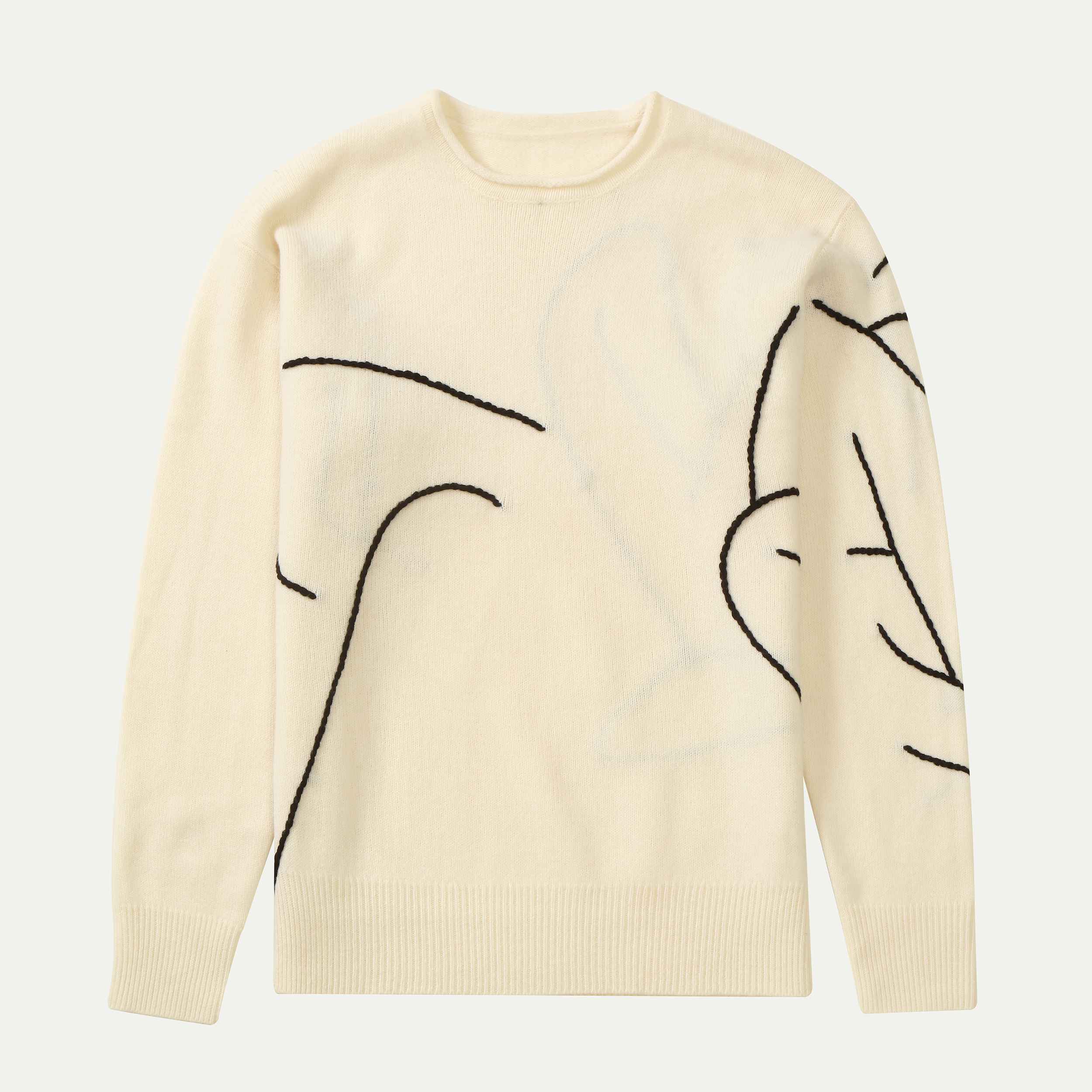 钩针羊驼毛混纺套头衫