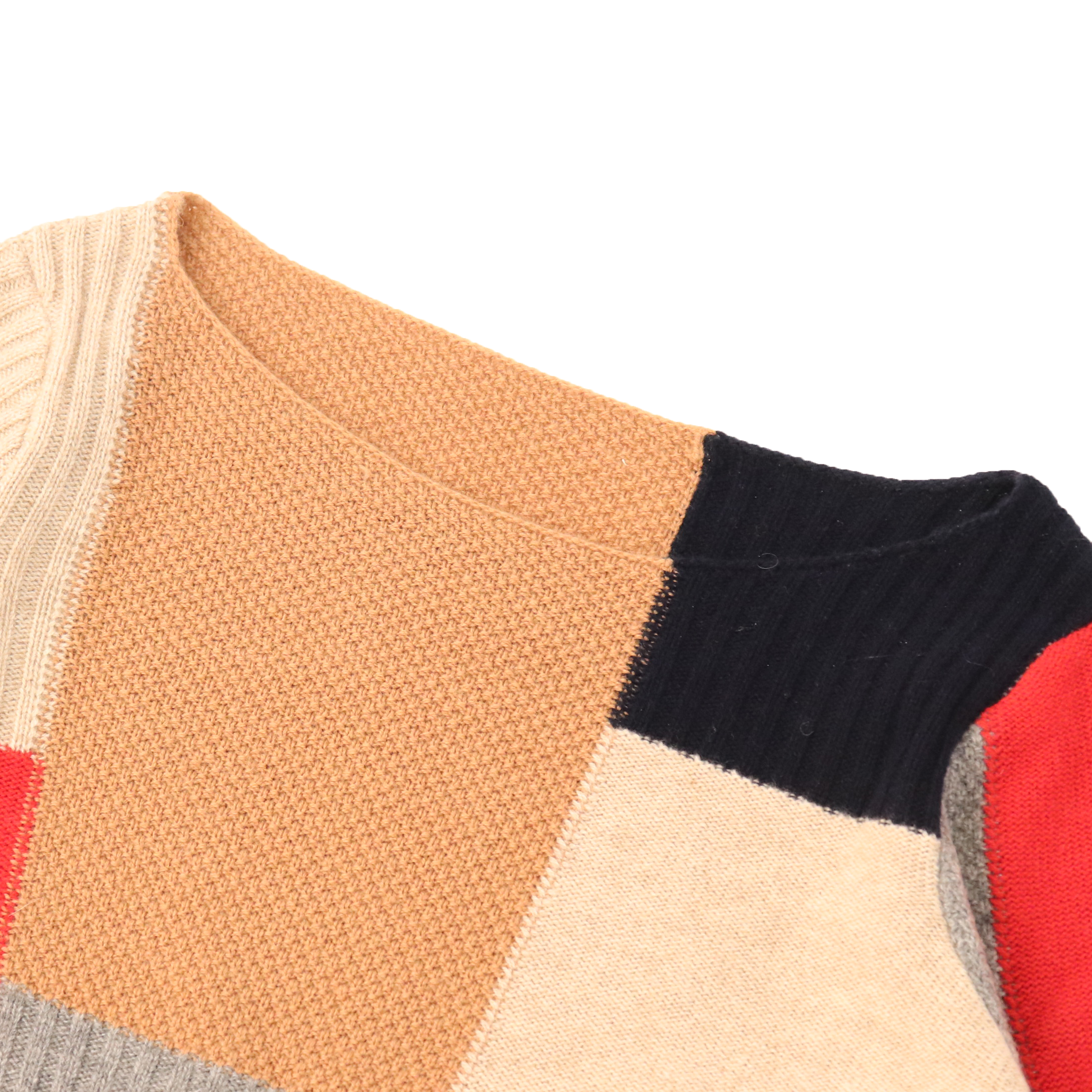 秋冬 OEM 工厂定制长袖对比色羊毛女式套头针织毛衣